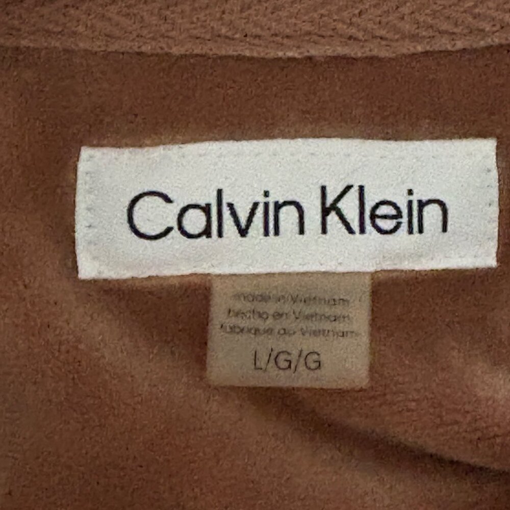 Like New Calvin Klein Velour Hooded Sweatshirt Mini Dress Brown L - Picture 7 of 12